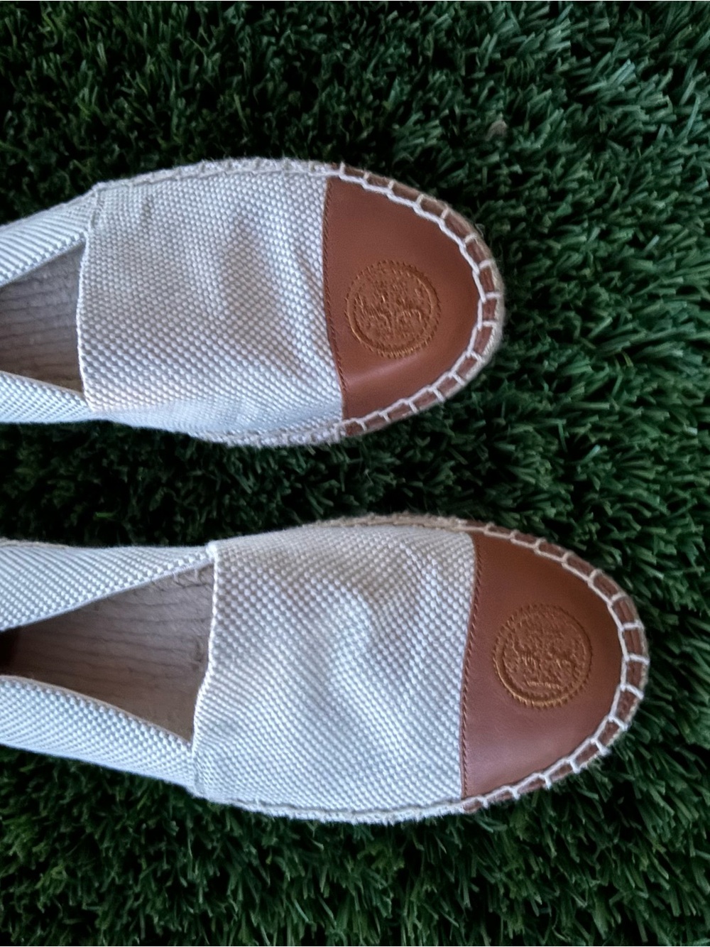 Tory Burch Cream Canvas Espadrille with Brown Toe Cap